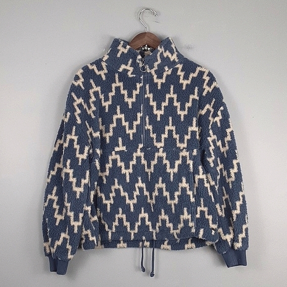 Billabong Striped Oversized Time Off Sherpa Half-Zip Sweatshirt - Picture 2 of 9